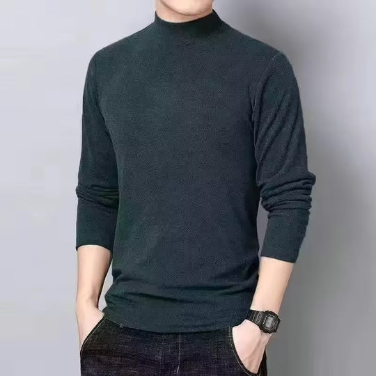 Herren-Langarmshirt mit Stehkragen, gefüttert