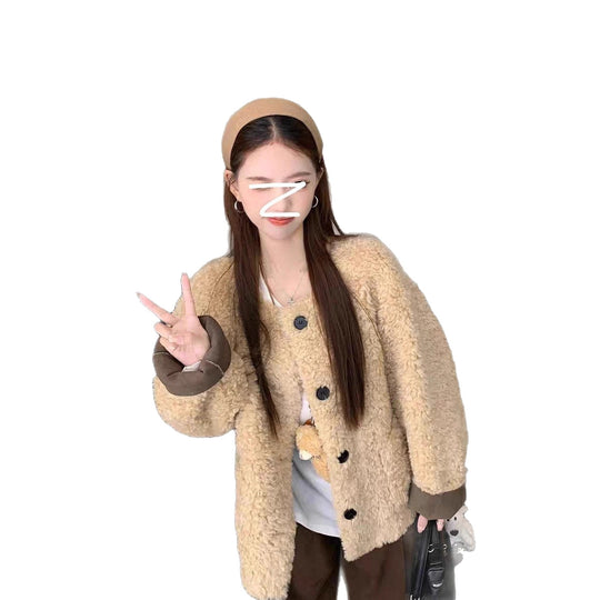 Flauschige Lammfell-Optik Jacke für Damen