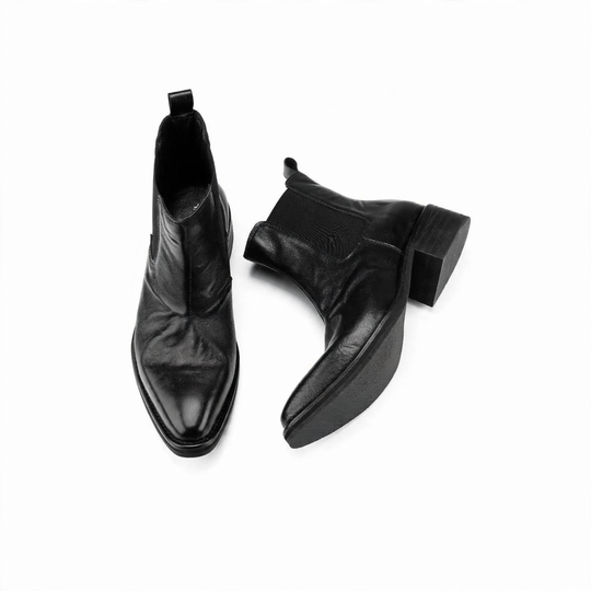 Elegante Herren-Lederstiefel mit Keilabsatz