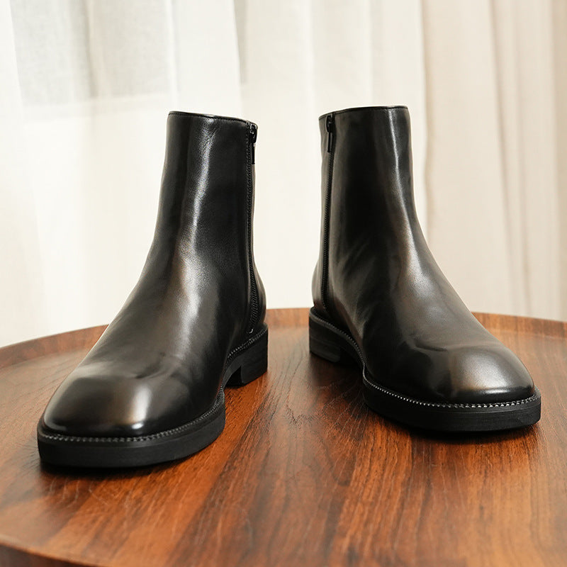 Herren-Chelsea-Stiefel, Rindsleder, rutschfeste Gummisohle