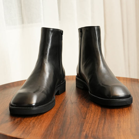 Herren-Chelsea-Stiefel, Rindsleder, rutschfeste Gummisohle