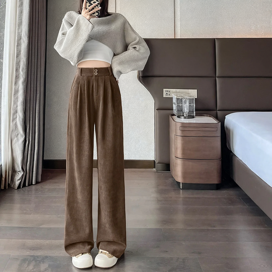 Gefütterte Cordhose mit hohem Bund