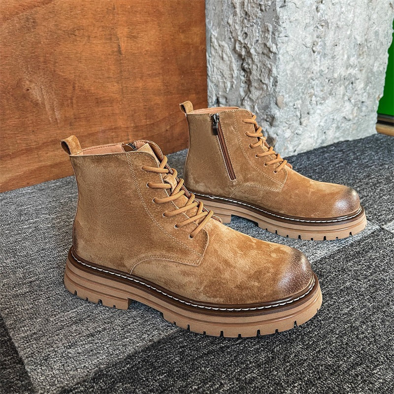 Herren-Lederstiefel mit seitlichem Reißverschluss