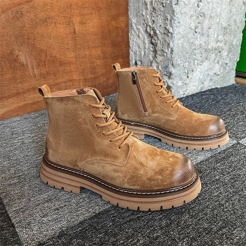 Herren-Lederstiefel mit seitlichem Reißverschluss
