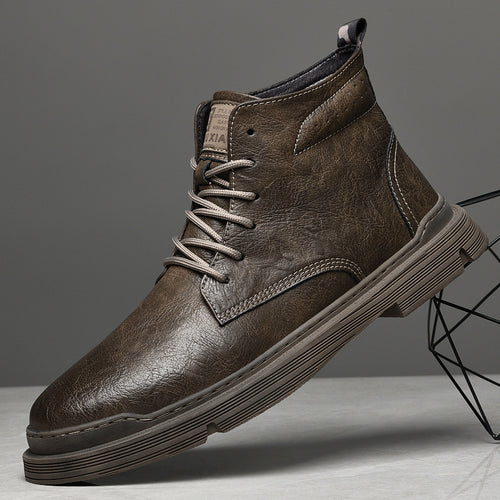 Gefütterte Herren-Lederstiefel mit Ziernähten