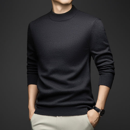 Herren-Wollpullover, 100% Wolle, Stehkragen, dick