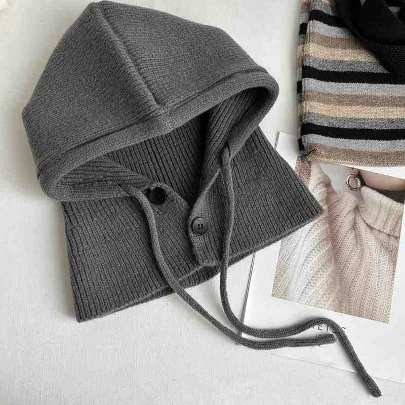 Strickmütze mit Schal, einfarbig, warm, 2-in-1 Set