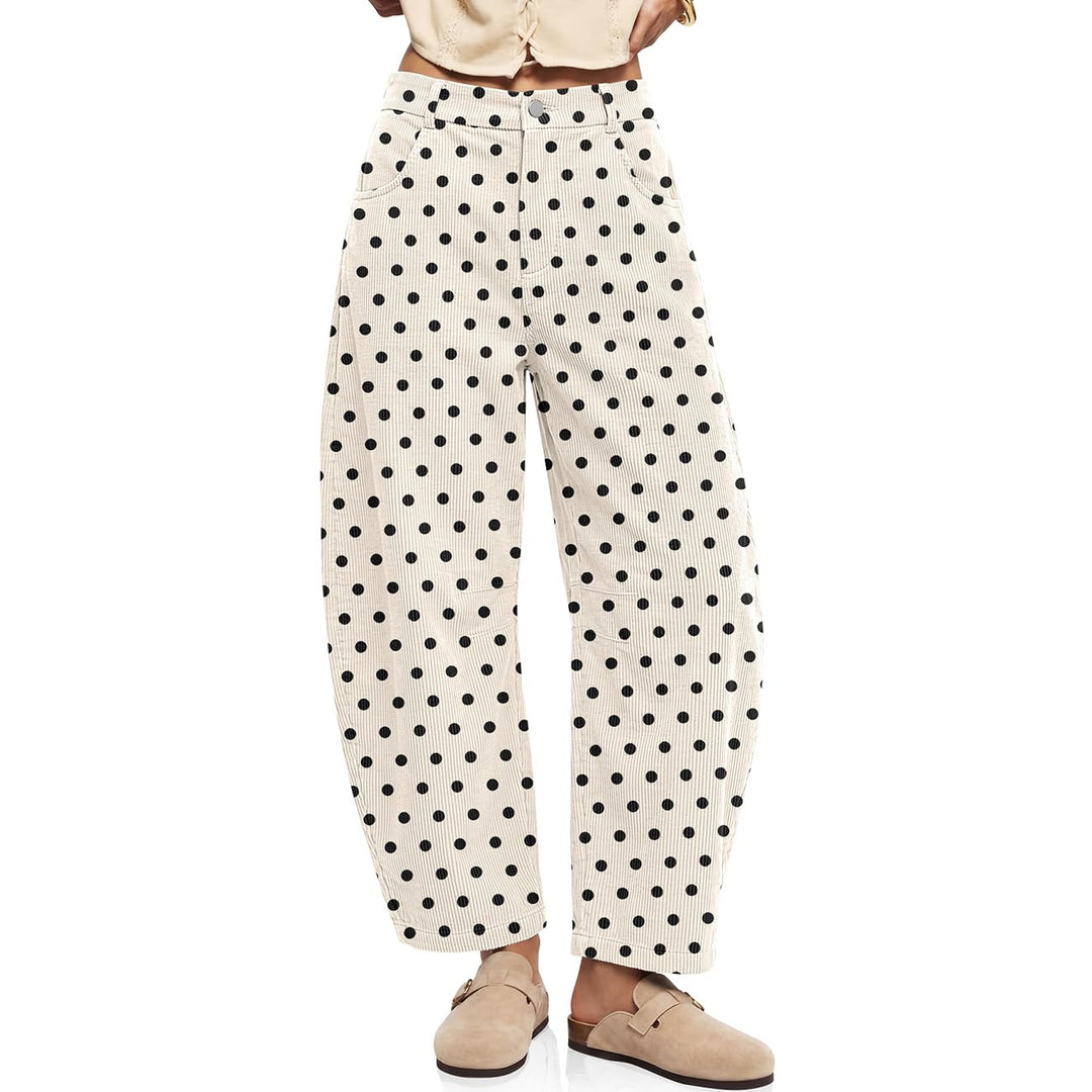 Cordhose mit Gummibund und Punktemuster