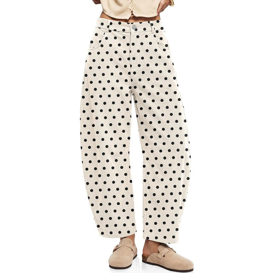 Cordhose mit Gummibund und Punktemuster