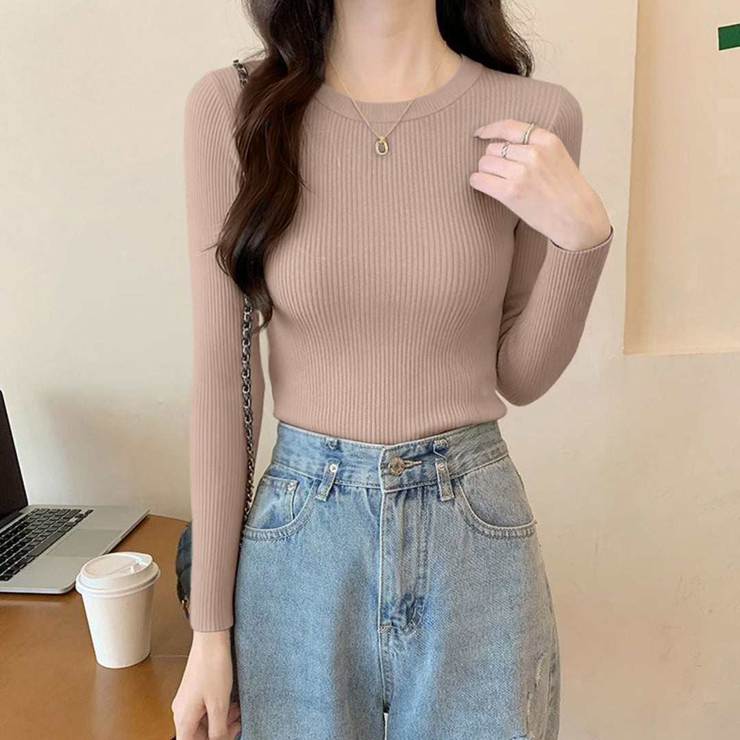 Damen-Strickpullover mit Rundhalsausschnitt
