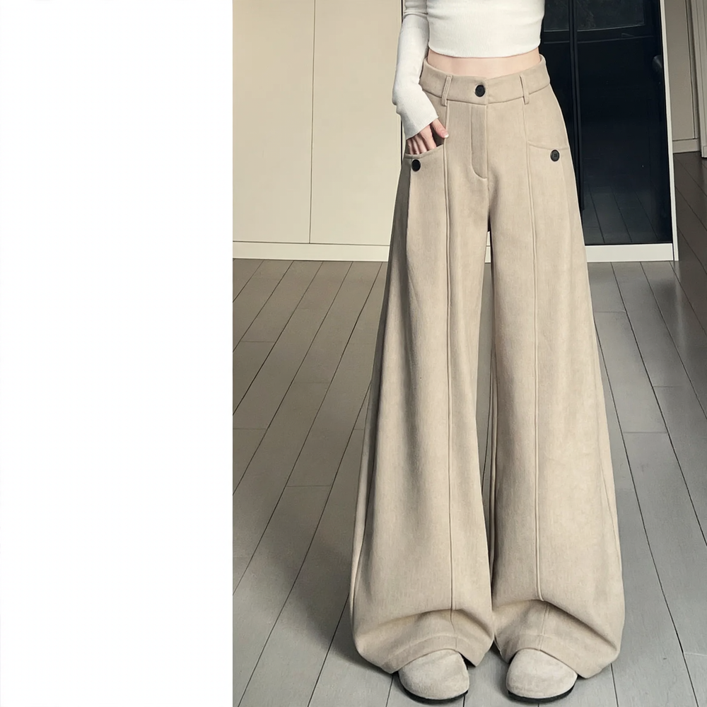 Damen-Cord-Anzughose mit hohem Bund