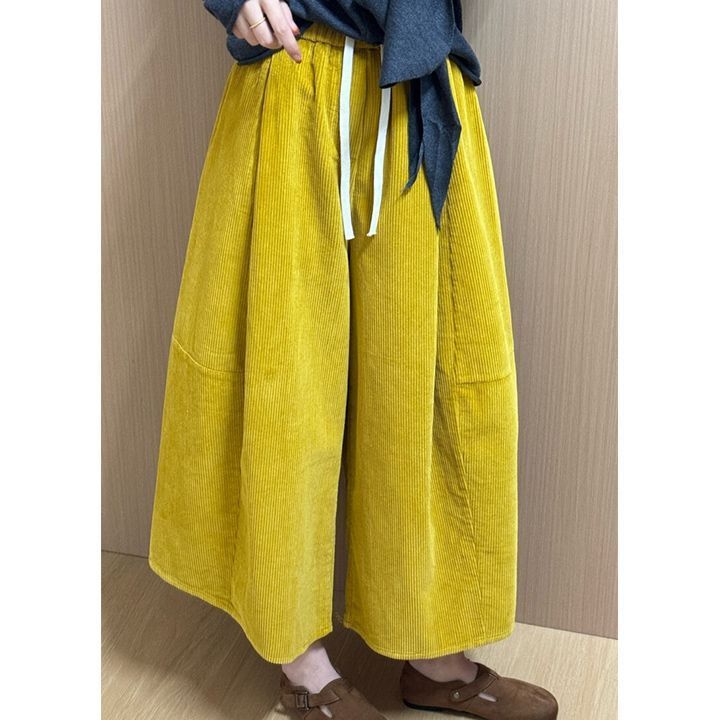 Damen-Cordhose mit weitem Bein und elastischem Bund