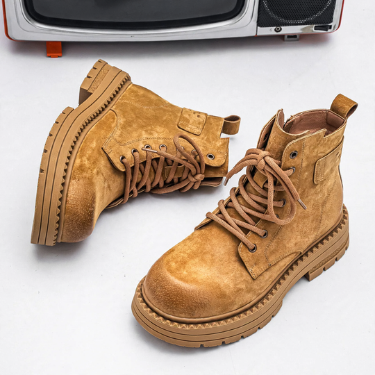 Robuste Herren-Stiefel, Vintage-Stil, Schnürung