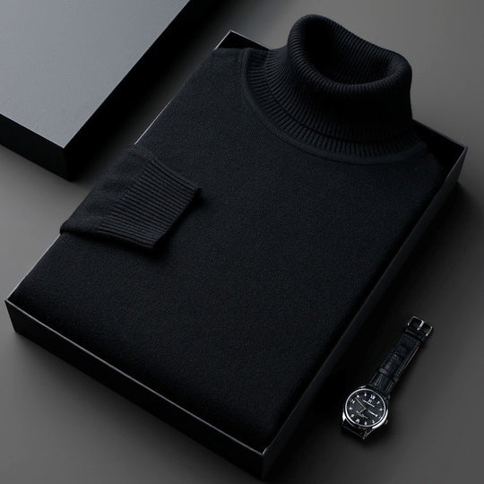 Herren-Rollkragenpullover, einfarbig, dick und locker
