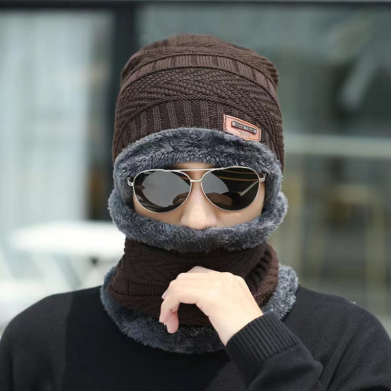 Herren Strickmütze und Schal Set, gefüttert, warm