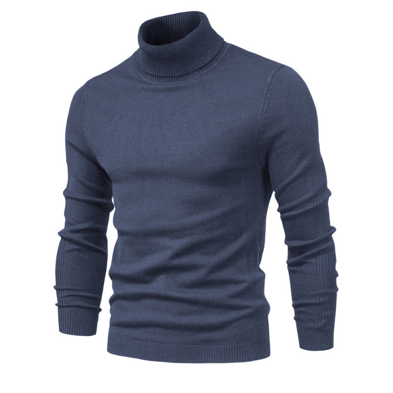 Herren-Rollkragenpullover, einfarbig, Freizeit