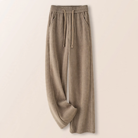 Gefütterte Cord-Hose mit hoher Taille