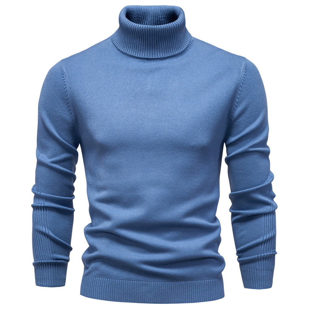 Herren-Rollkragenpullover, einfarbig, lässig
