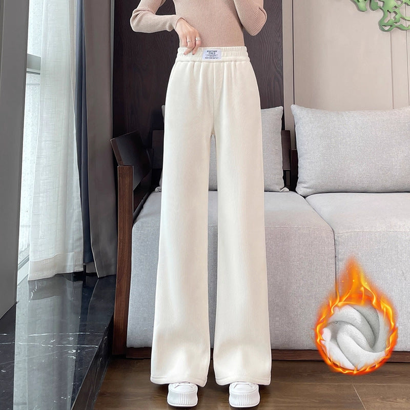 Damen-Cordhose mit Lammfleece, weit geschnitten