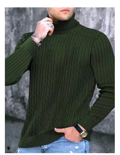 Herren-Rollkragenpullover, Zopfmuster, klassisch