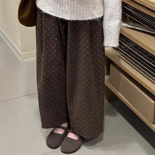 Damen-Cordhose, 7/8-Länge, gepunktet, gefüttert