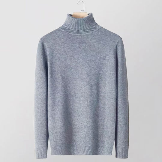 Herren-Strickpullover mit hohem Kragen, körpernah