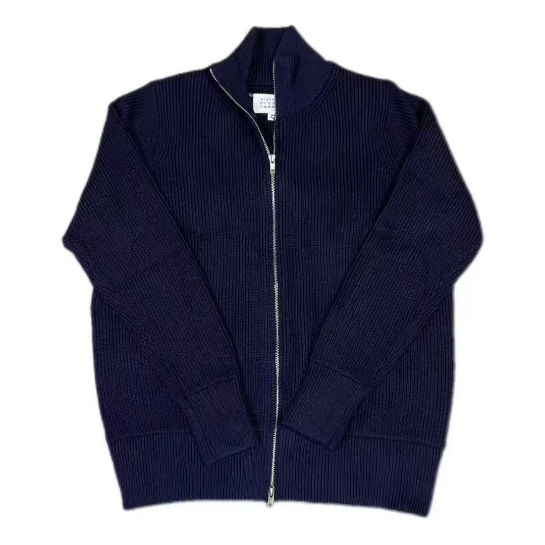 Unisex-Strickjacke mit Rollkragen und Doppelreißverschluss