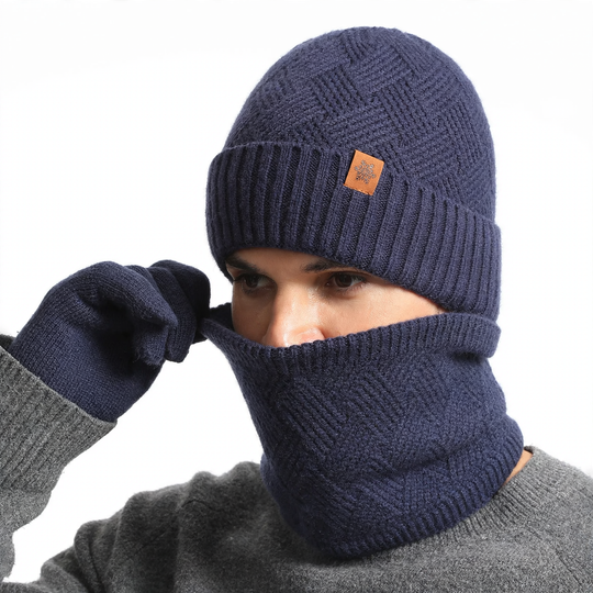 Winter-Set: Strickmütze, Schal und Handschuhe