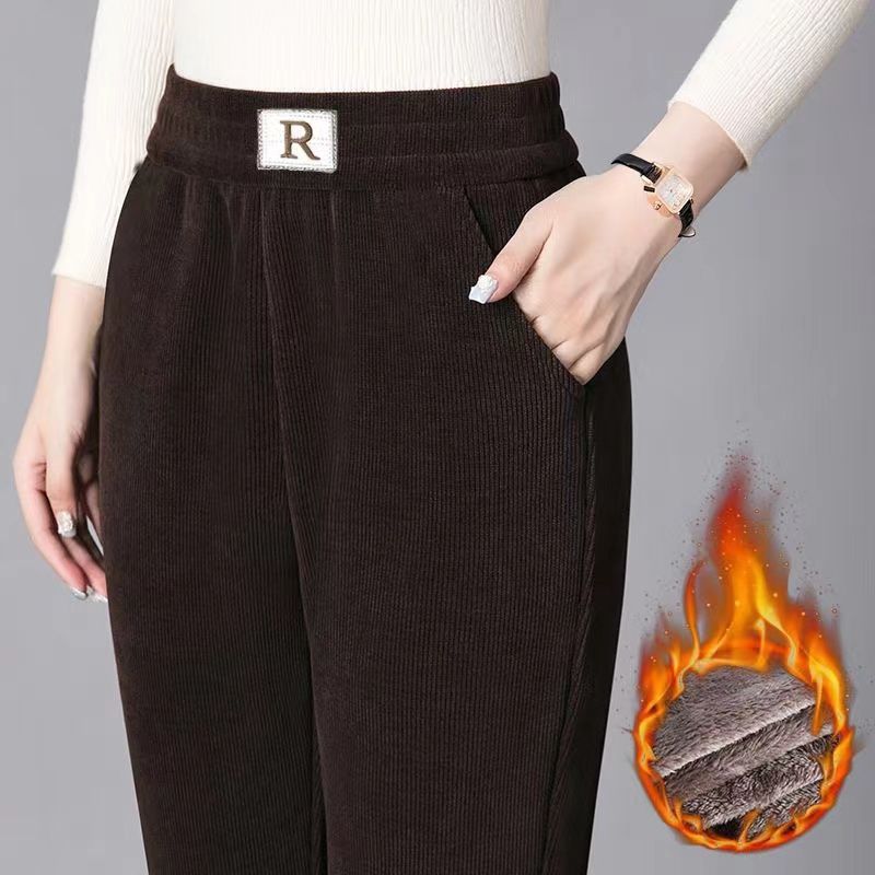 Damen-Cordhose, gefüttert, Karottenform, große Größen