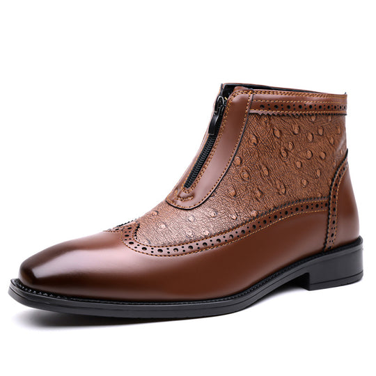 Herren-Chelsea-Boots mit Prägung, Reißverschluss