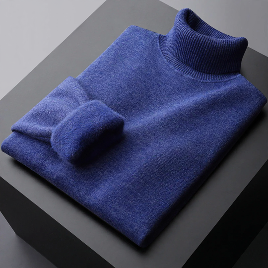 Gefütterter Herren-Strickpullover mit Stehkragen