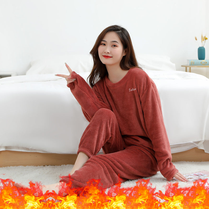 Paar-Pyjama-Set, Korallenfleece, warm und modisch