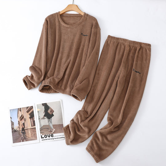 Damen-Schlafanzug aus Korallenfleece, warm, lockere Passform