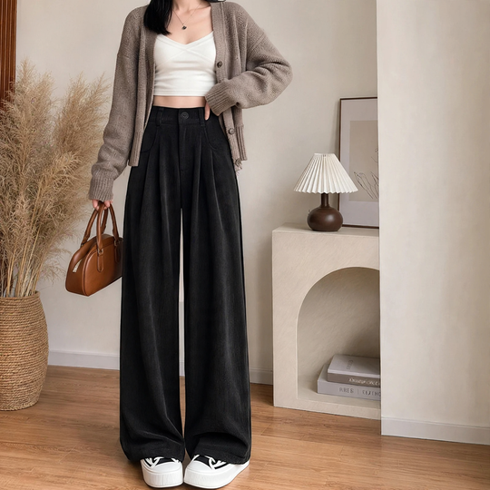 Elegante Cord-Anzughose mit weitem Bein