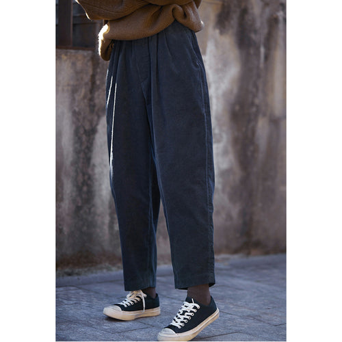 Damen-Cordhose, elastischer Bund, Karottenform