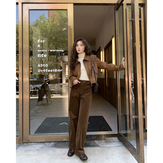Elastische Damen-Cordhose, gerade geschnitten