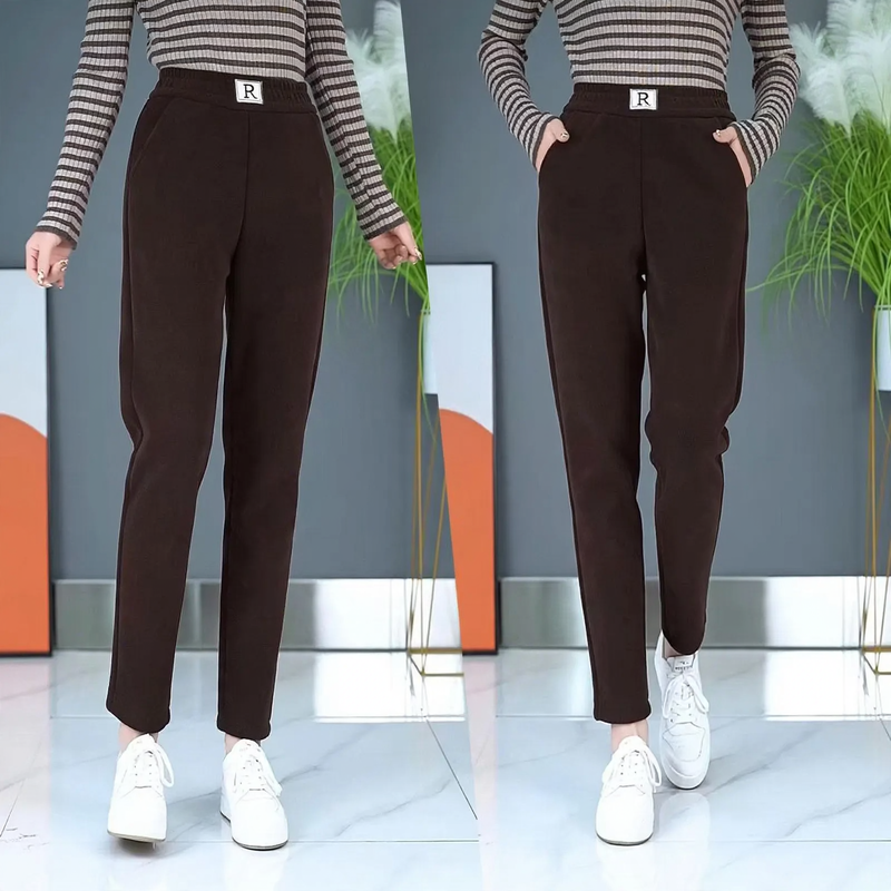 Damen-Freizeithose, Cord, gefüttert, weiter Schnitt