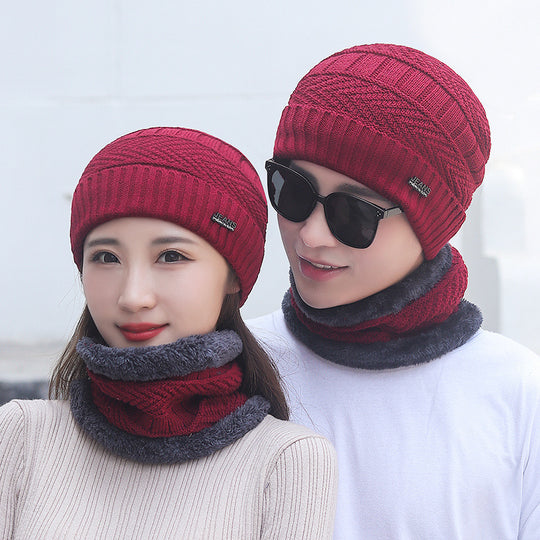 Gefüttertes Strickmützen- und Schal-Set für Herren