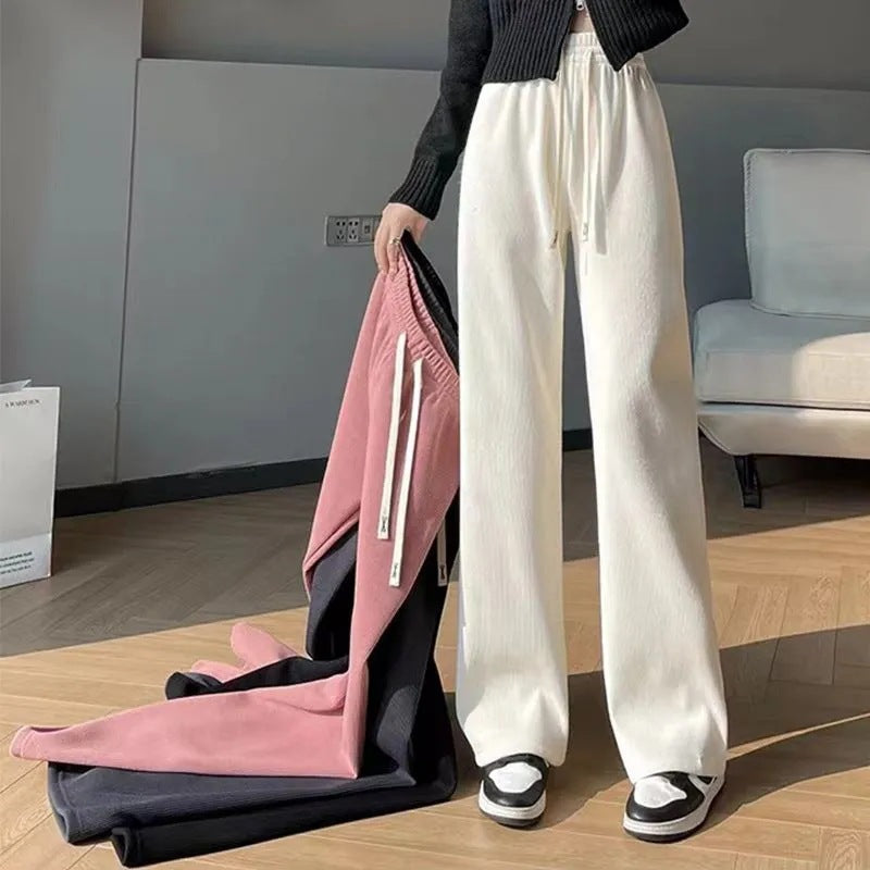 Damen-Cordhose, weit geschnitten, hohe Taille