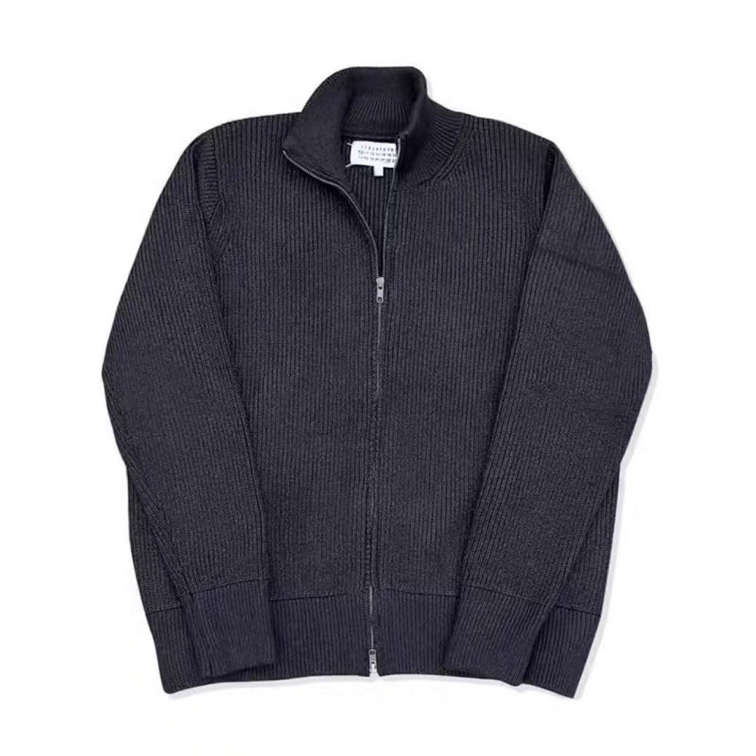 Unisex-Strickjacke mit Rollkragen und Doppelreißverschluss