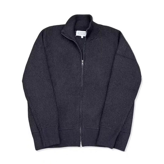 Unisex-Strickjacke mit Rollkragen und Doppelreißverschluss