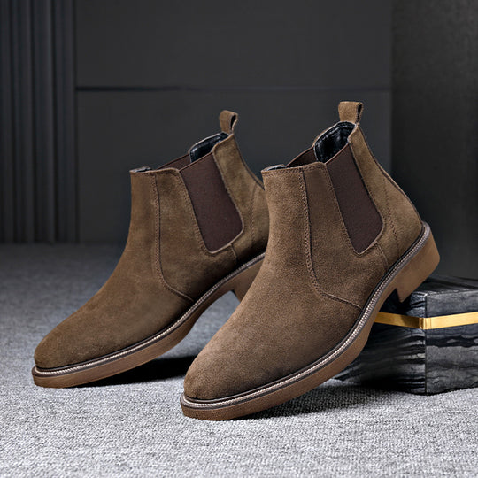 Herren-Chelsea-Boots, Rindsleder, gefüttert, spitz zulaufend