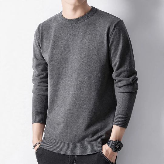 Herren-Pullover mit Rundhalsausschnitt und Innenfutter