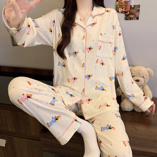 Damen-Pyjama-Set, langärmelig, mit Sternenmuster