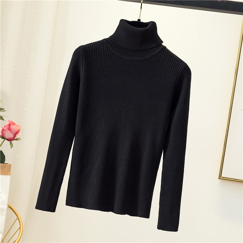 Damen-Rollkragenpullover, schmal geschnitten, einfarbig