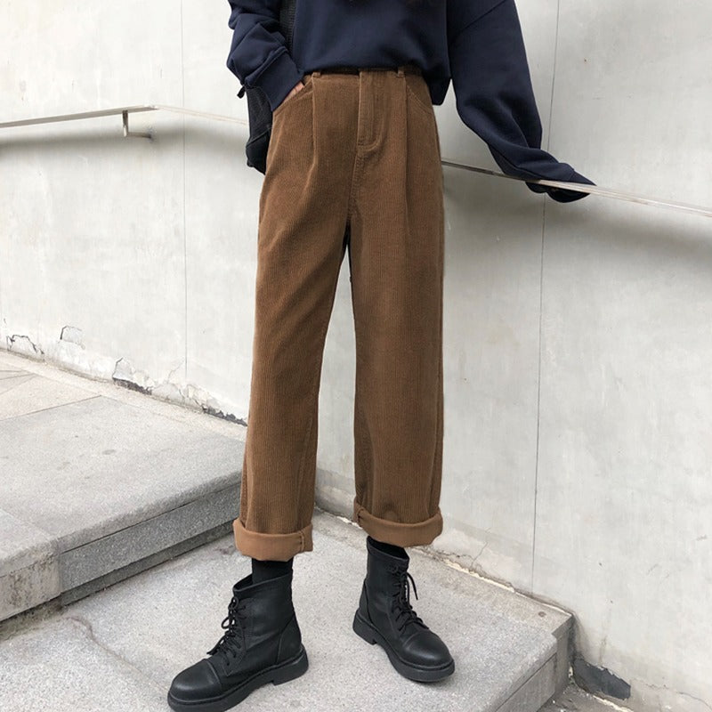 Kord-Hose im Anzug-Stil, weit geschnitten