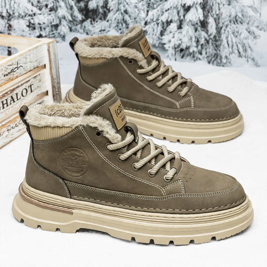 Gefütterte Herren-Stiefel, High-Top, Kunst-PU, Winter