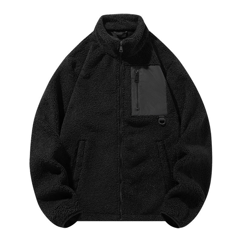 Unisex-Fleecejacke mit Stehkragen und Taschen