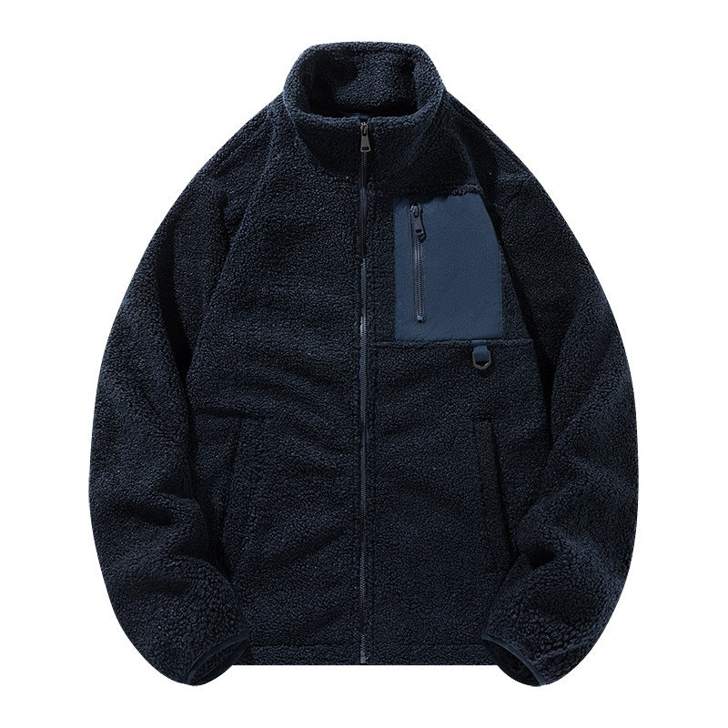 Unisex-Fleecejacke mit Stehkragen und Taschen