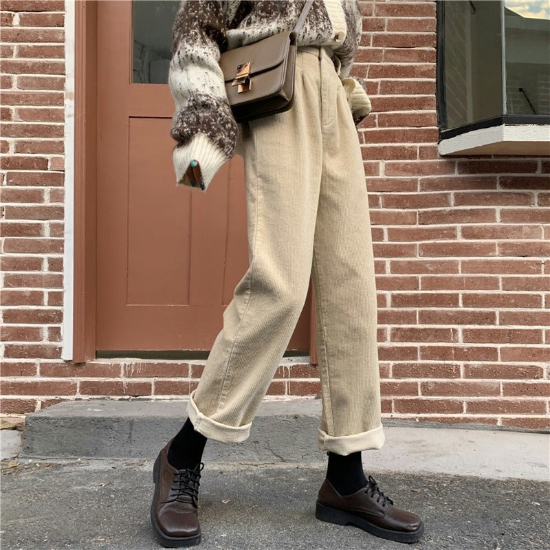 Kord-Hose im Anzug-Stil, weit geschnitten